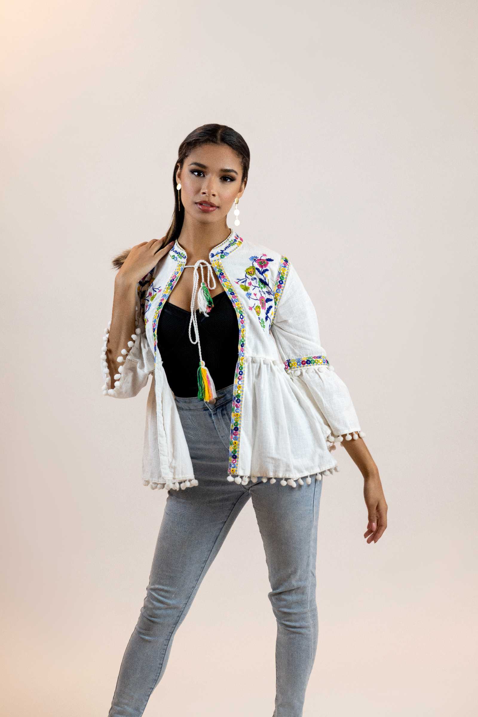 Floral Peplum Blouse – Puff Sleeve Tie-Front Printed Shirt