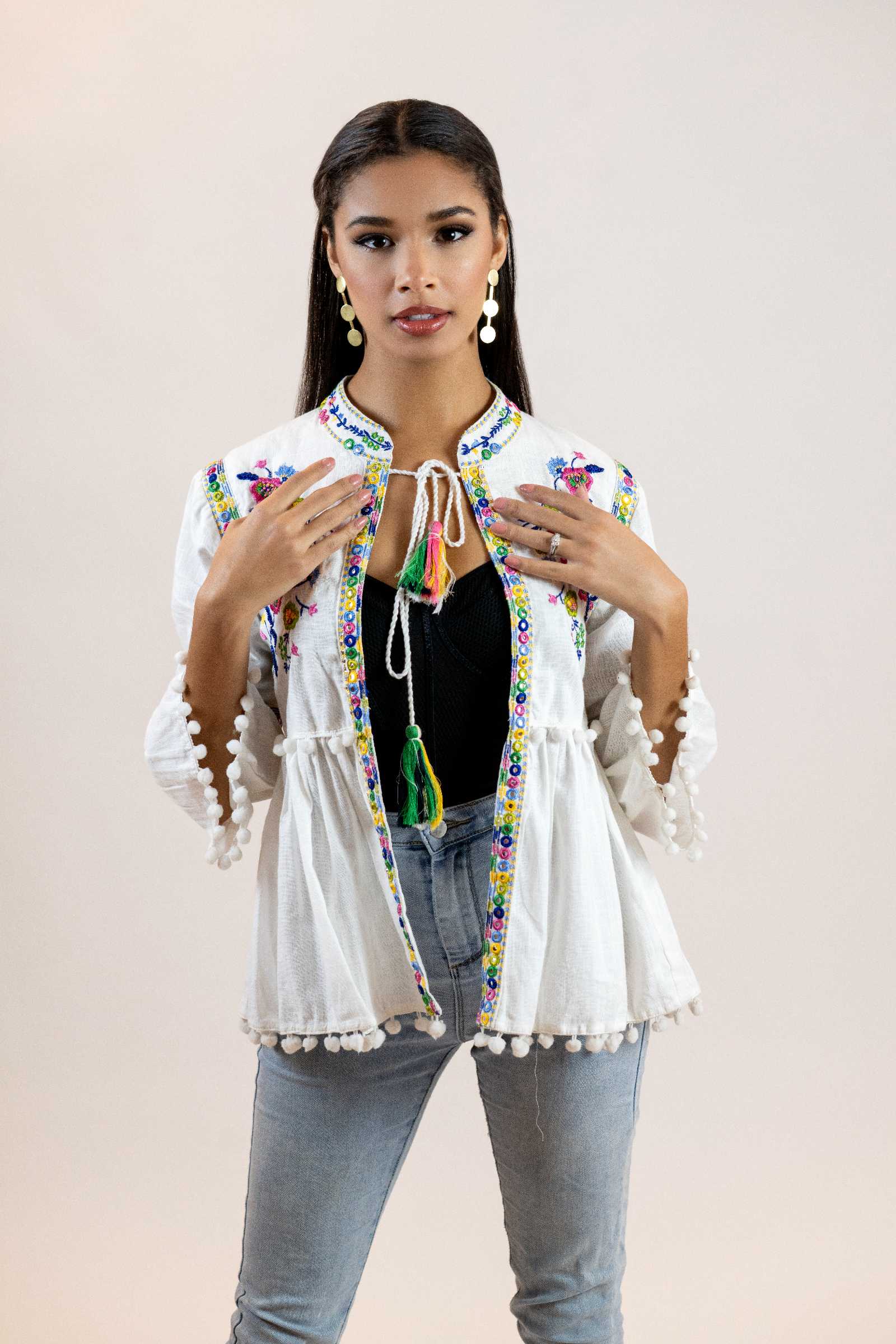 Floral Peplum Blouse – Puff Sleeve Tie-Front Printed Shirt