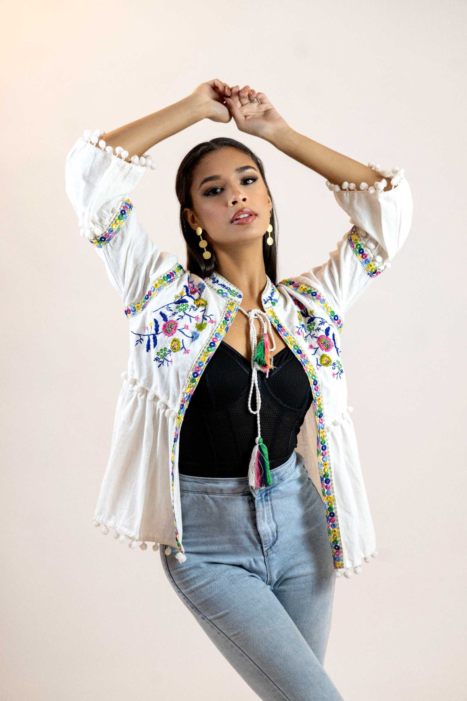 Floral Peplum Blouse – Puff Sleeve Tie-Front Printed Shirt