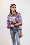 Colorful Floral Button Down – Balloon Sleeve Women’s Shirt