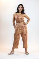 Beige Sequins Jumpsuit – Sleeveless Wide-Leg Party Outfit