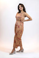Beige Sequins Jumpsuit – Sleeveless Wide-Leg Party Outfit