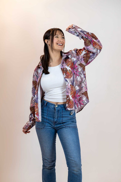 Colorful Floral Button Down – Balloon Sleeve Women’s Shirt