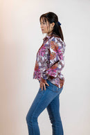 Colorful Floral Button Down – Balloon Sleeve Women’s Shirt