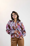 Colorful Floral Button Down – Balloon Sleeve Women’s Shirt
