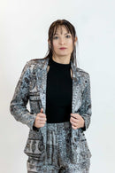 Monochrome Mirror Work Blazer – Paisley Print Jacket