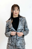 Monochrome Mirror Work Blazer – Paisley Print Jacket
