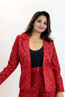 Red Bandhani Tie-Dye Blazer – Handmade Statement Jacket