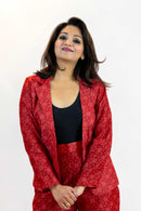 Red Bandhani Tie-Dye Blazer – Handmade Statement Jacket