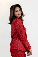 Red Bandhani Tie-Dye Blazer – Handmade Statement Jacket
