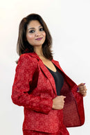 Red Bandhani Tie-Dye Blazer – Handmade Statement Jacket