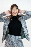 Monochrome Mirror Work Blazer – Paisley Print Jacket