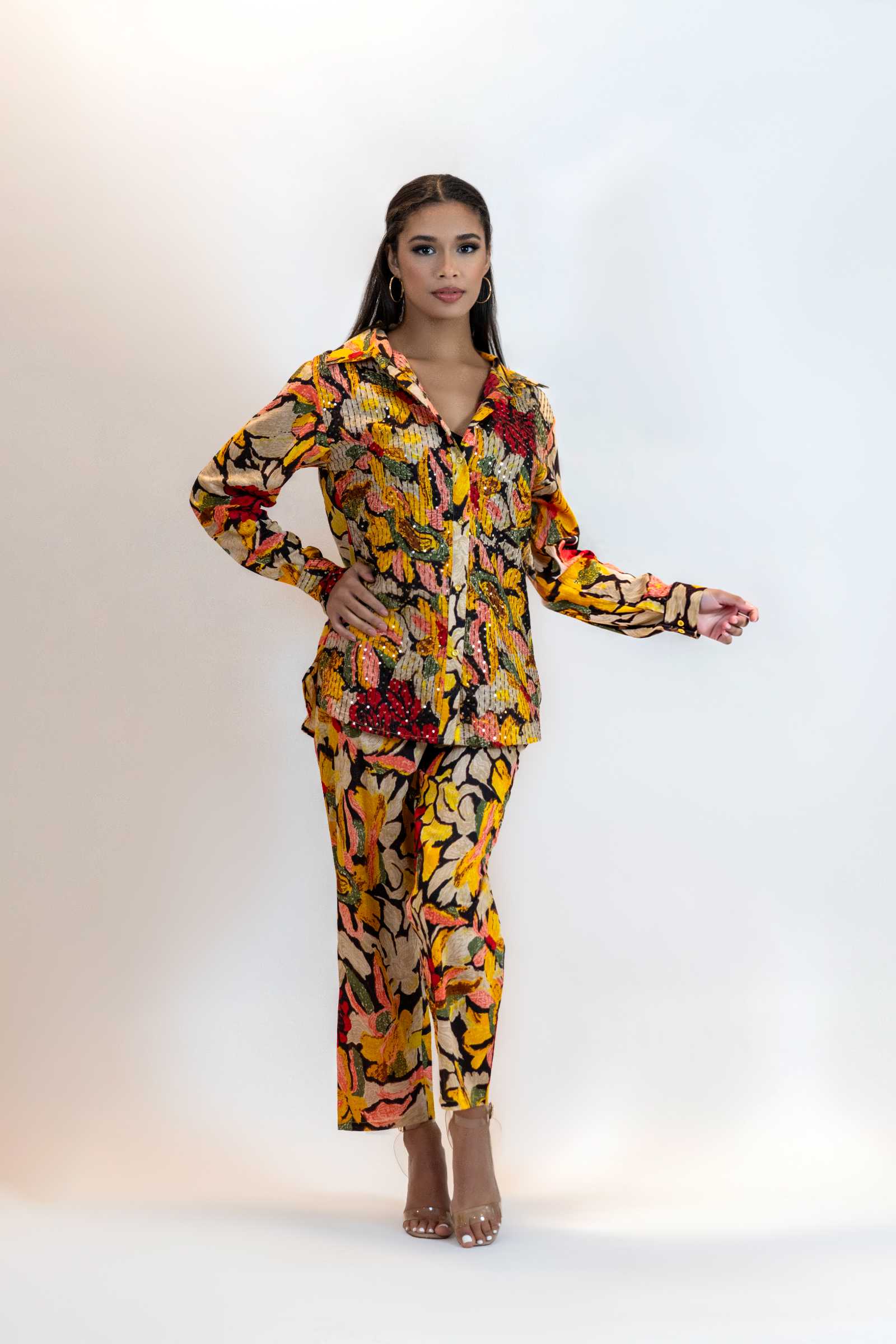 Floral Sequins Co-Ord Set – Elegant 2 Piece Party Outfit