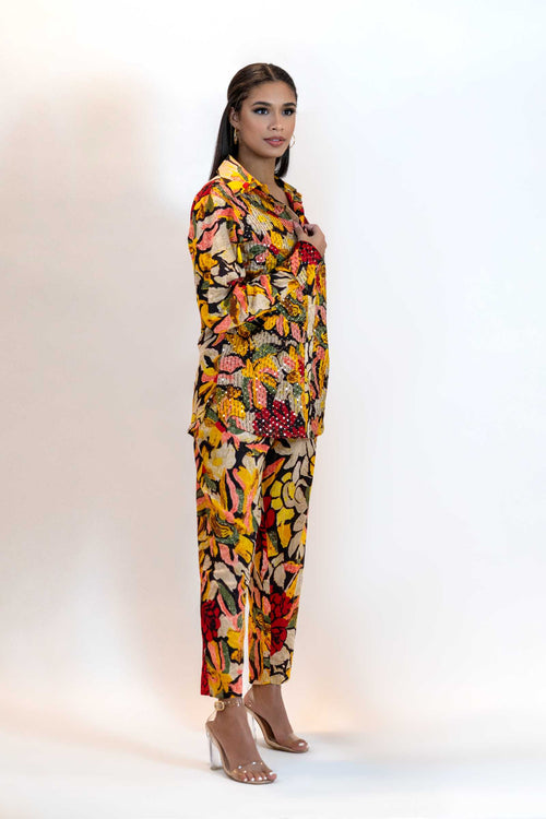 Floral Sequins Co-Ord Set – Elegant 2 Piece Party Outfit