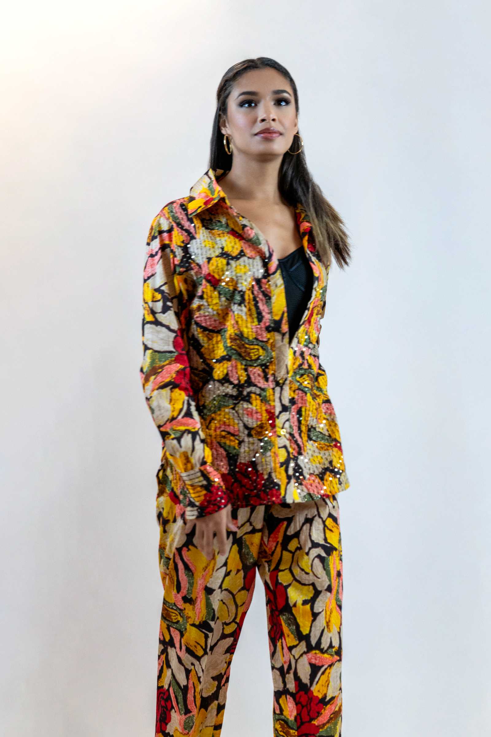 Floral Sequins Co-Ord Set – Elegant 2 Piece Party Outfit