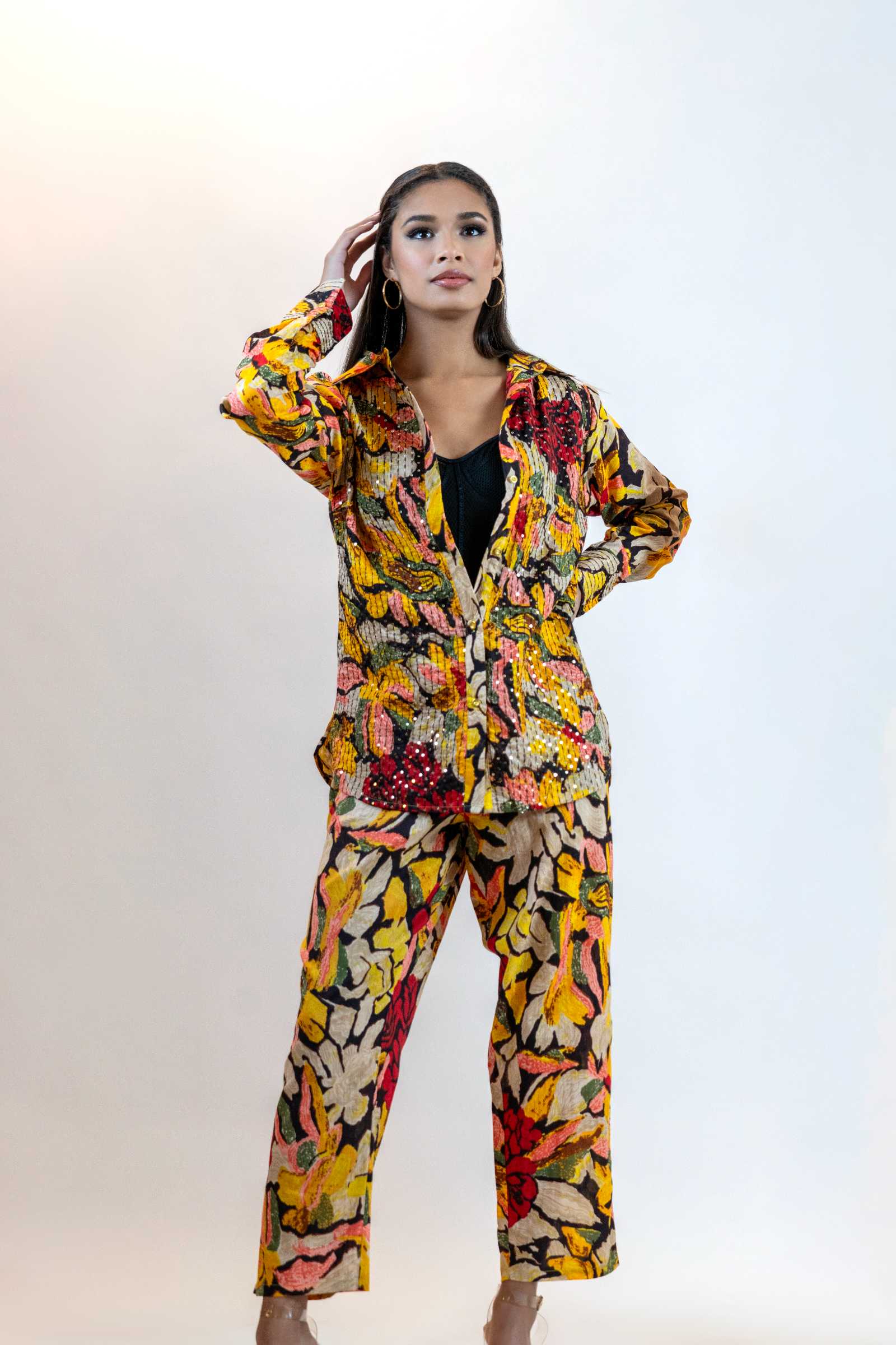 Floral Sequins Co-Ord Set – Elegant 2 Piece Party Outfit