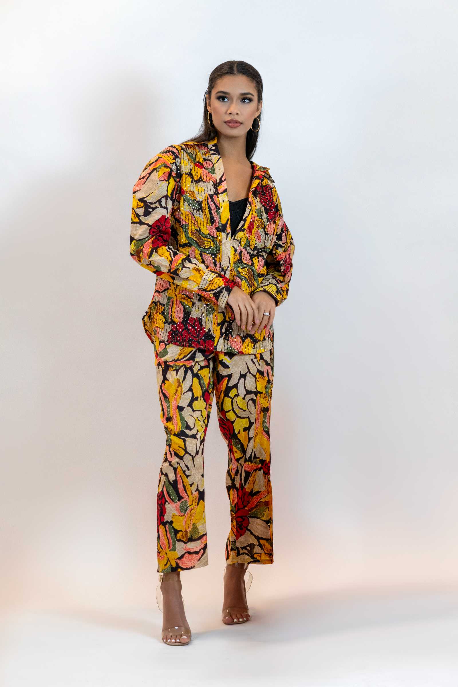 Floral Sequins Co-Ord Set – Elegant 2 Piece Party Outfit