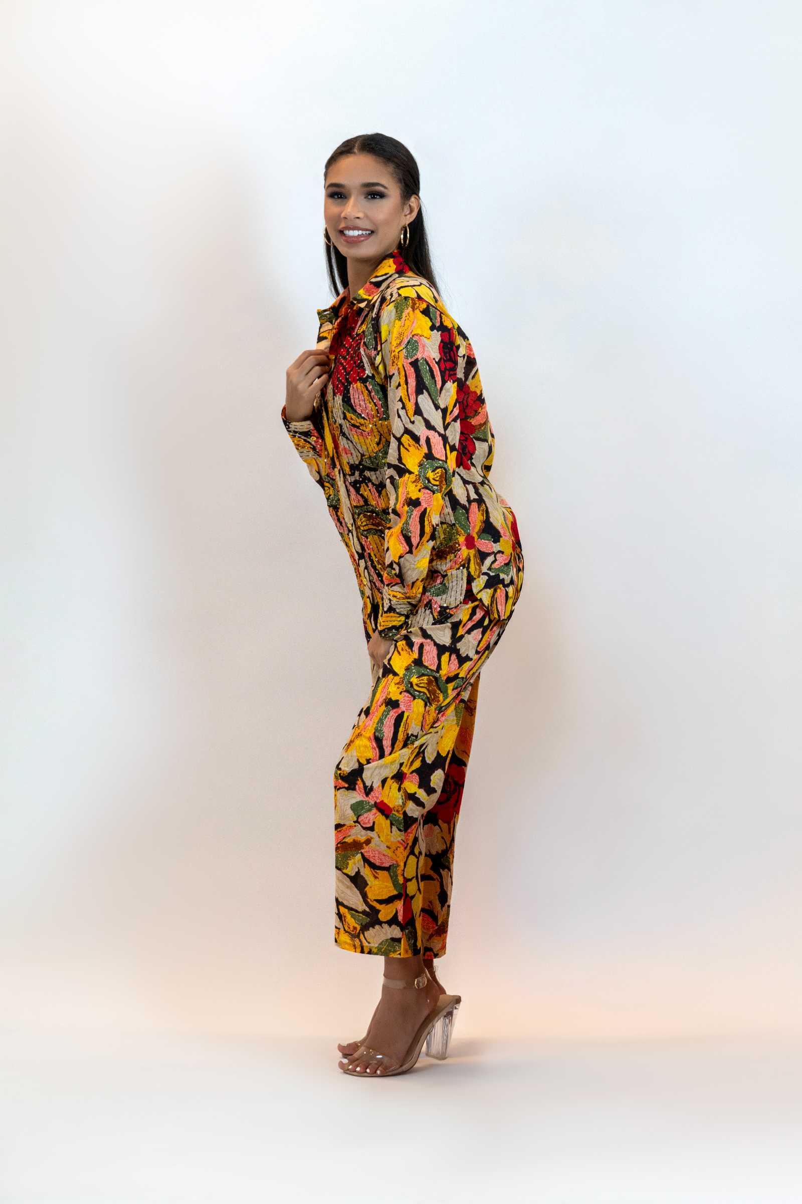 Floral Sequins Co-Ord Set – Elegant 2 Piece Party Outfit