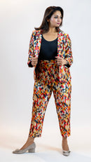 Geometric Print Co-Ord Set – Diamond Pattern Suit Women