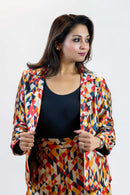 Geometric Block Blazer – Diamond Pattern Women’s Jacket