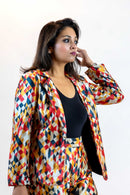Geometric Block Blazer – Diamond Pattern Women’s Jacket
