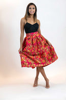 Hot Pink Floral A-Line Skirt – Vintage Brocade Midi Skirt