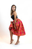 Hot Pink Floral A-Line Skirt – Vintage Brocade Midi Skirt