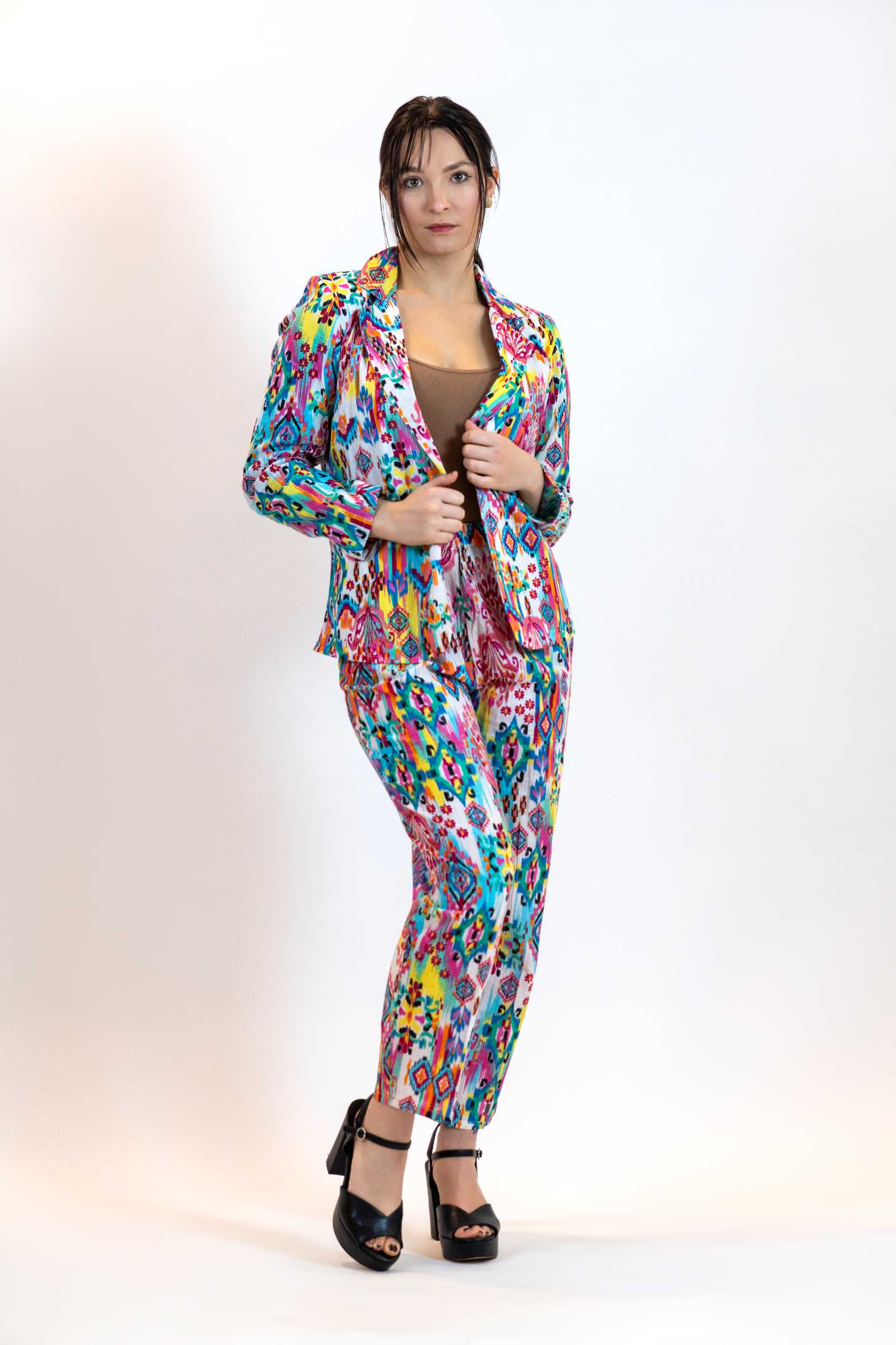 Moroccan Print Co-Ord Set – Blazer & Pants Suit Women - Pink