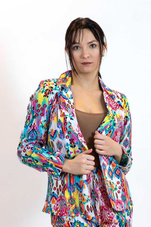 Moroccan Print Blazer – Lightweight Cotton Viscose Jacket