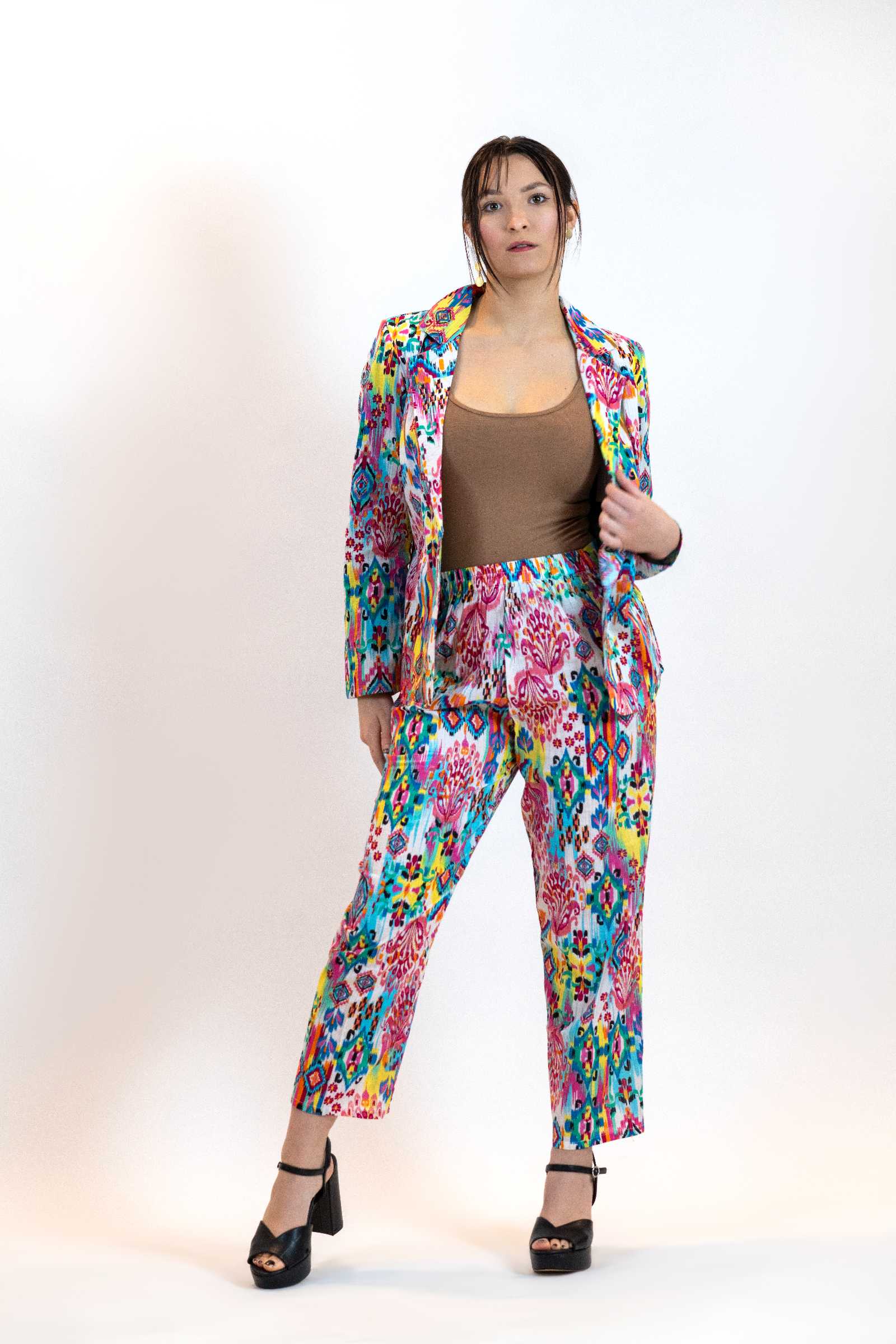 Moroccan Print Co-Ord Set – Blazer & Pants Suit Women - Pink