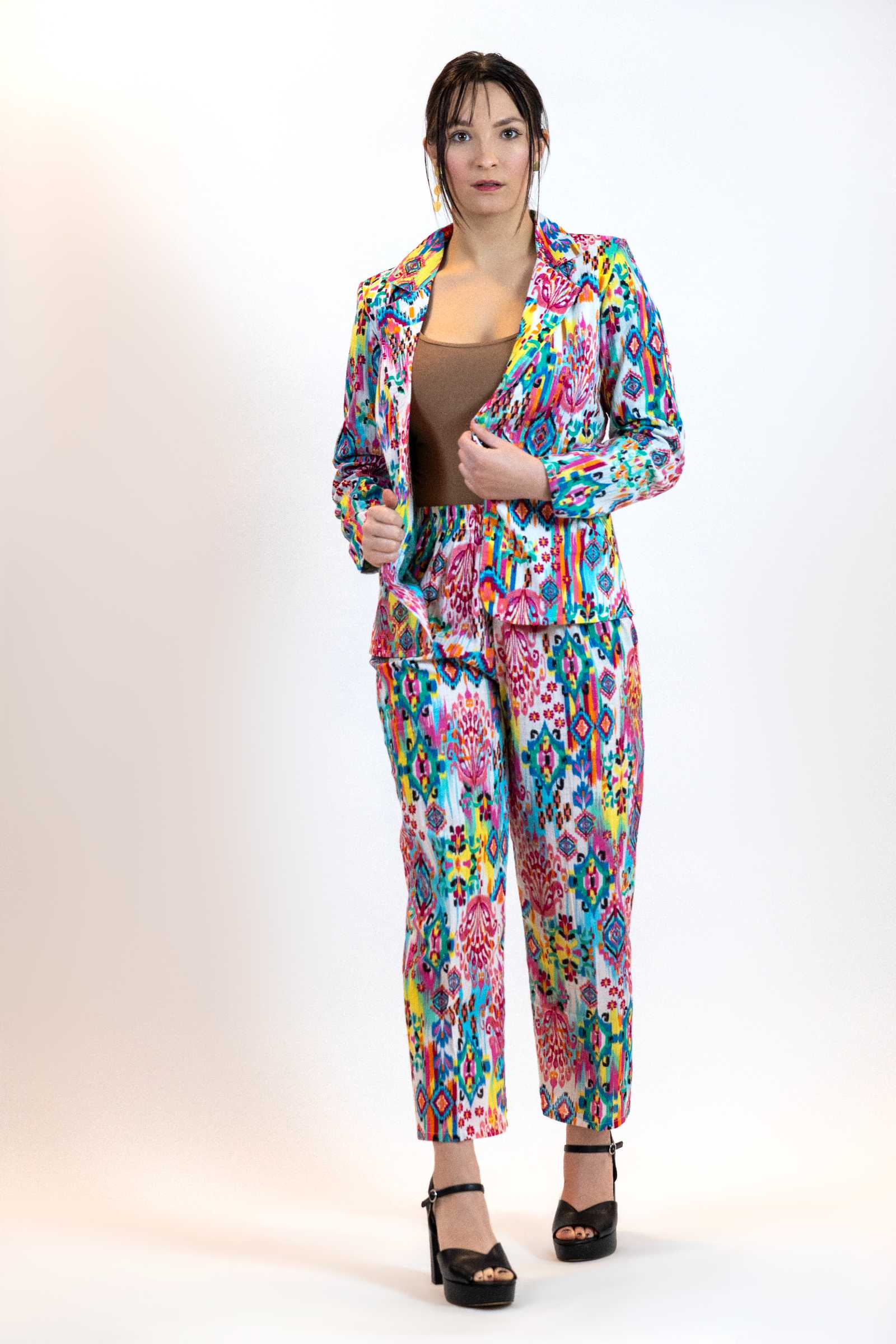 Moroccan Print Co-Ord Set – Blazer & Pants Suit Women - Pink