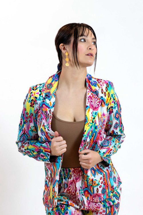 Moroccan Print Blazer – Lightweight Cotton Viscose Jacket