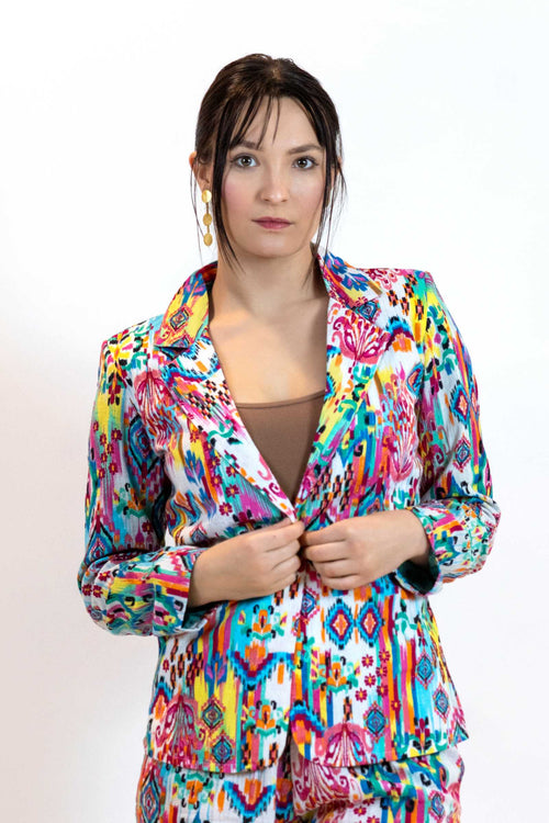 Moroccan Print Blazer – Lightweight Cotton Viscose Jacket