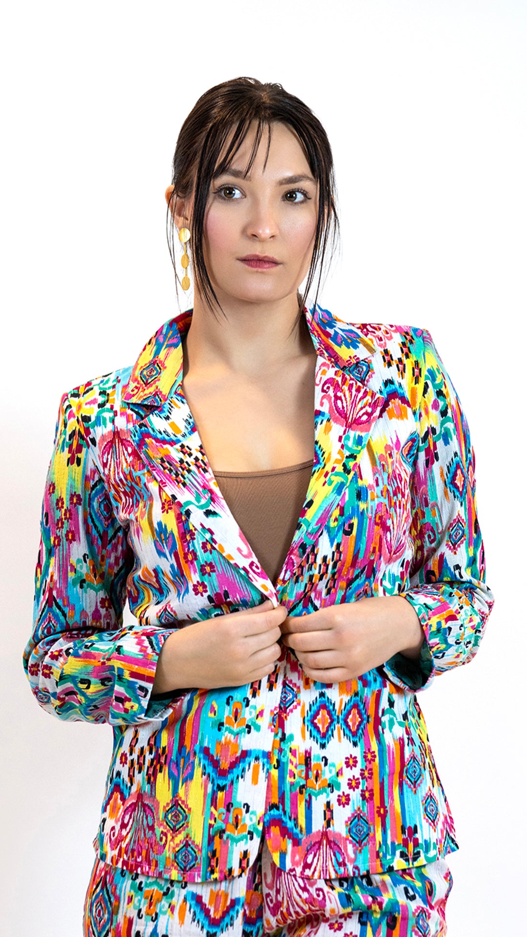 Moroccan Print Blazer – Lightweight Cotton Viscose Jacket