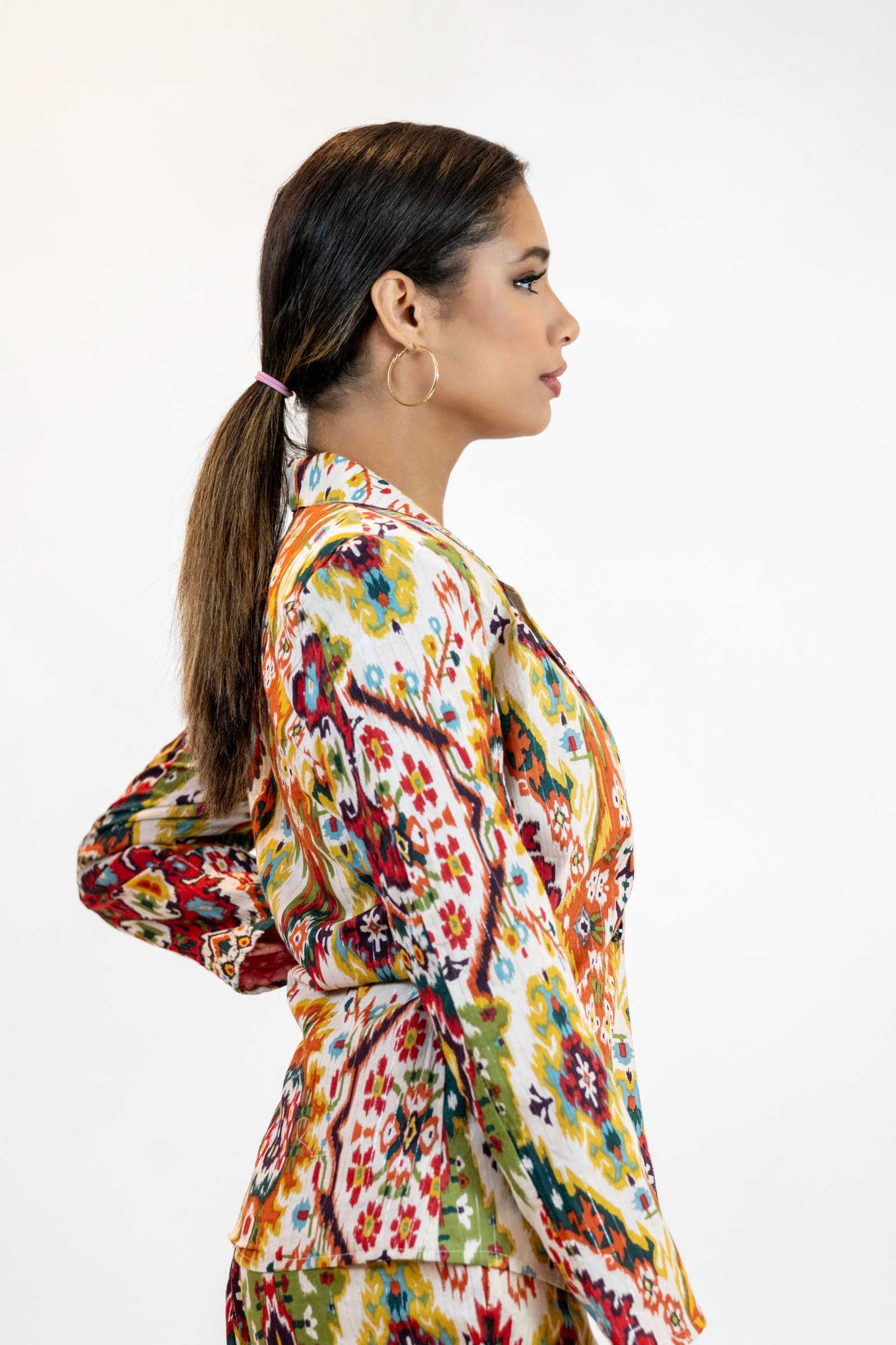 Women’s Moroccan Print Blazer – Lightweight Multicolor Jacket