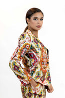 Women’s Moroccan Print Blazer – Lightweight Multicolor Jacket