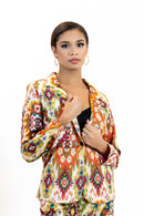 Women’s Moroccan Print Blazer – Lightweight Multicolor Jacket