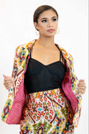 Women’s Moroccan Print Blazer – Lightweight Multicolor Jacket