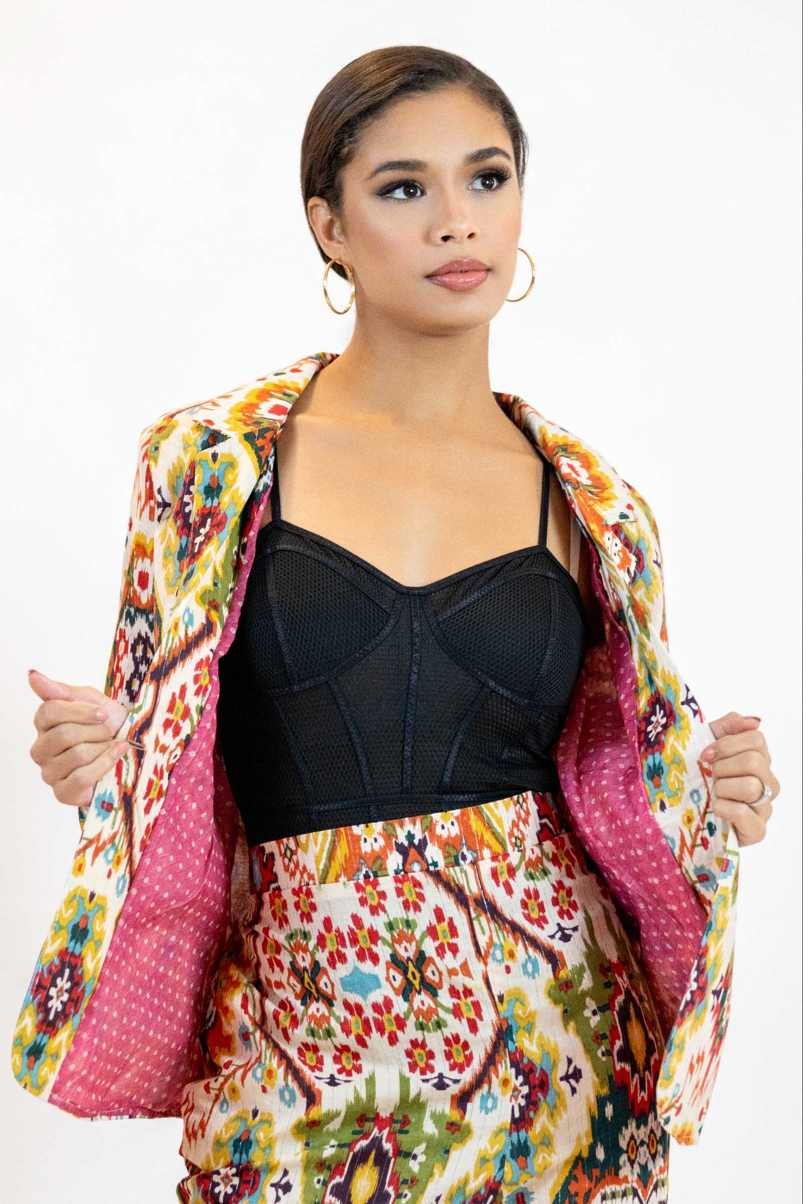 Women’s Moroccan Print Blazer – Lightweight Multicolor Jacket