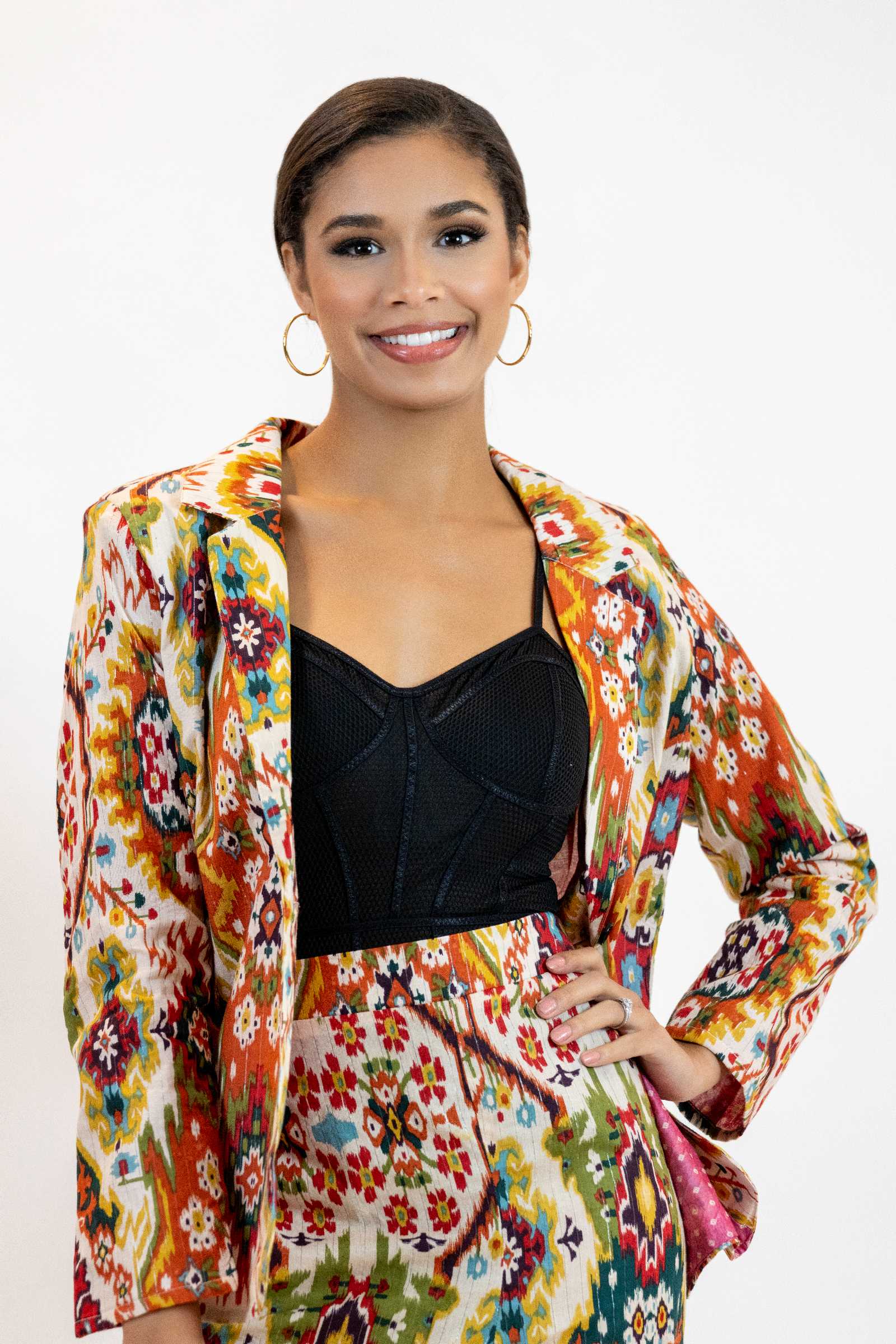 Women’s Moroccan Print Blazer – Lightweight Multicolor Jacket
