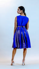 Royal Blue Brocade Dress – Vintage Inspired Midi Outfit