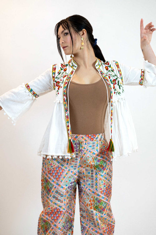 Floral Peplum Top – Puff Sleeve Printed Blouse for Women