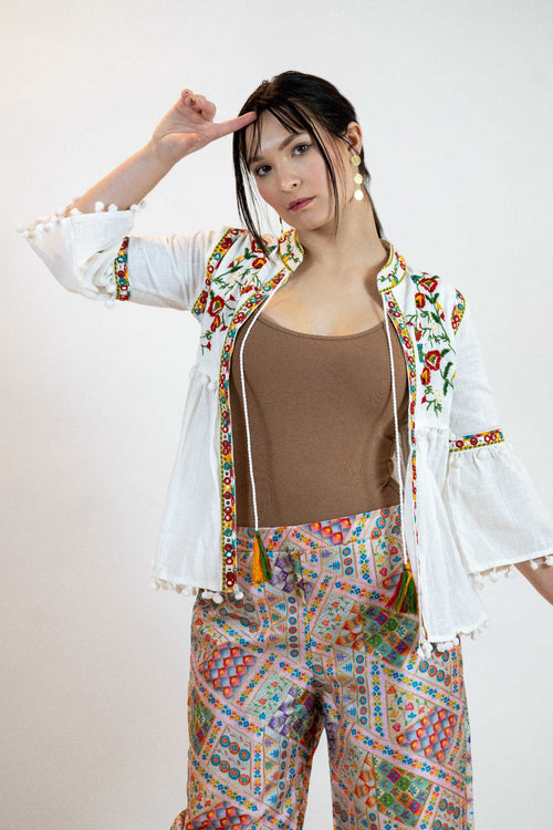 Floral Peplum Top – Puff Sleeve Printed Blouse for Women