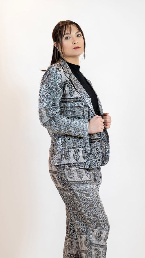 Monochrome Mirror Work Co-Ord Set – Women’s 2 Piece Suit