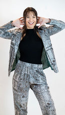 Monochrome Mirror Work Co-Ord Set – Women’s 2 Piece Suit