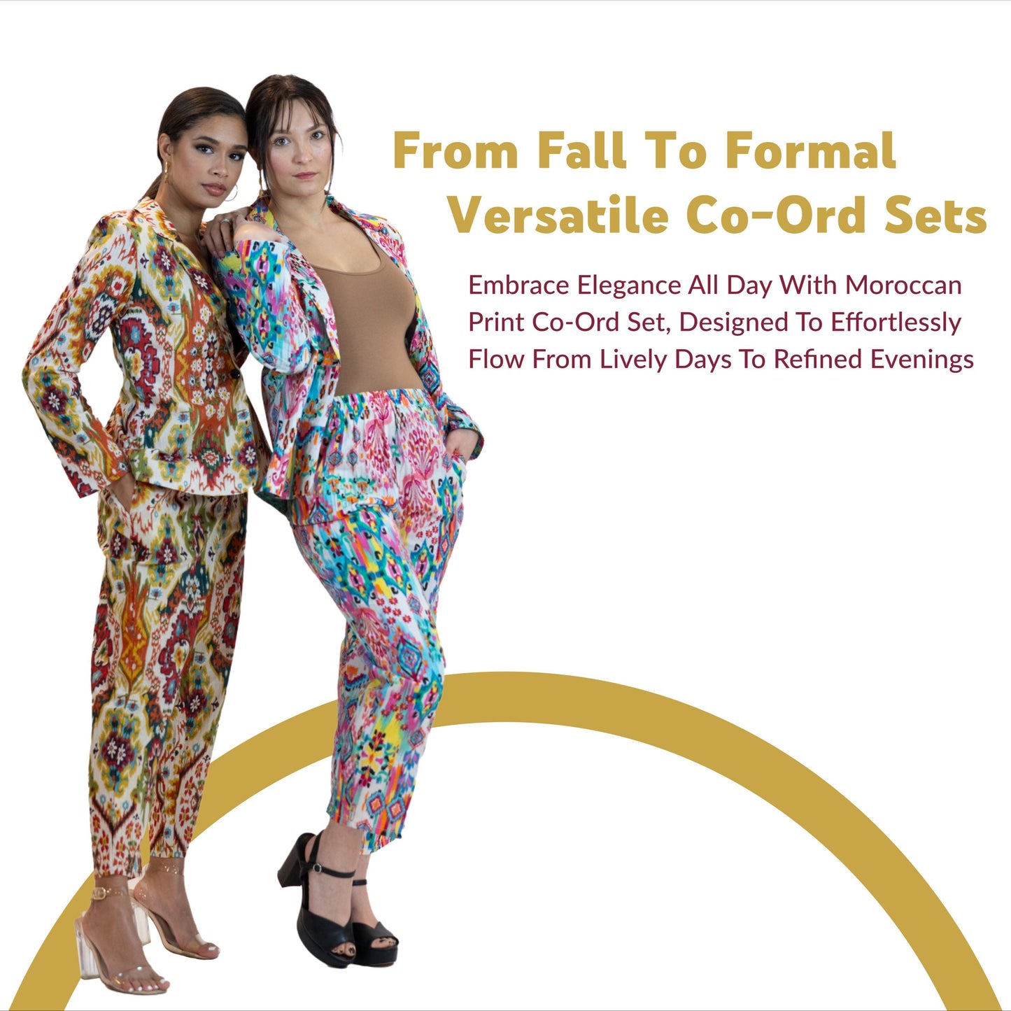 Women’s Moroccan Blazer & Pants – Elegant 2 Piece Outfit- Multicolor