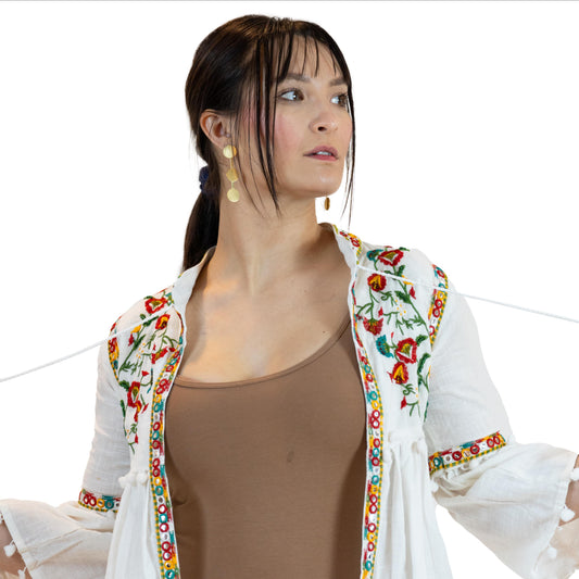 Floral Peplum Top – Puff Sleeve Printed Blouse for Women