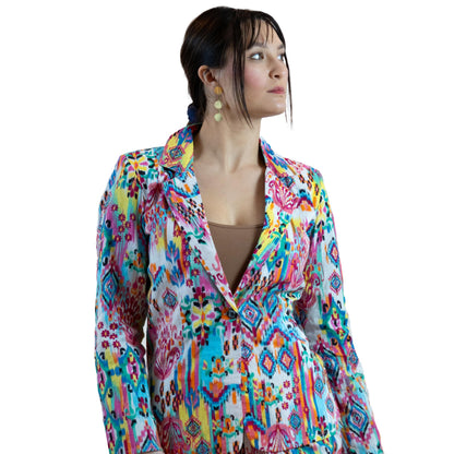 Moroccan Print Blazer – Lightweight Cotton Viscose Jacket