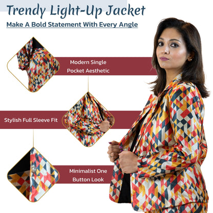 Geometric Block Blazer – Diamond Pattern Women’s Jacket