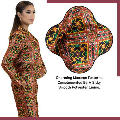 Geometric Print Co-Ord Set – Blazer & Tapered Pants Suit